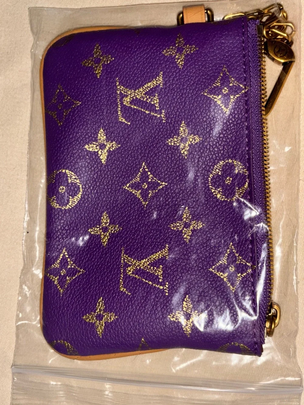 💜Purple and 💛 Gold Leather Mini Bag - Coin purse ~ NWT